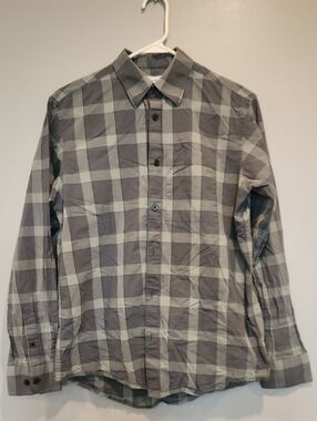 Calvin Klein Two-tone Green Plaid Button-Down Dress Shirt Mens XS